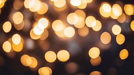 Obraz premium Abstract background of warm, blurry golden lights on a dark backdrop. Generative ai