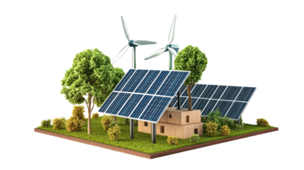 Solar panel isolated on white background,Home and renewable energy