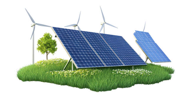 Solar panel isolated on white background,Home and renewable energy