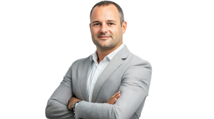 Businessman in uniform confident isolated on white background