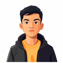 Professional 2D Flat Portrait Vector Art of a Boy