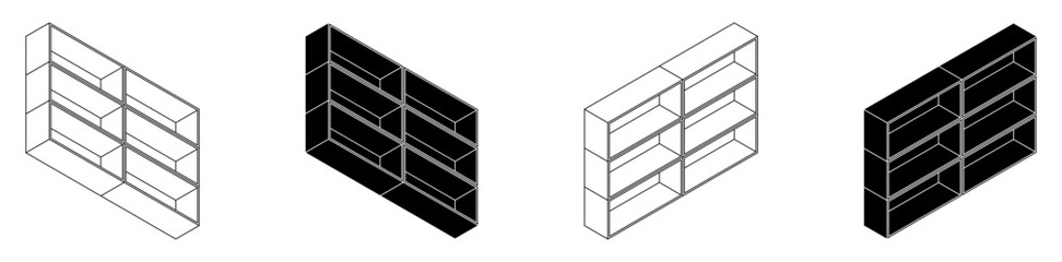 shelf silhouette vector in isometric style