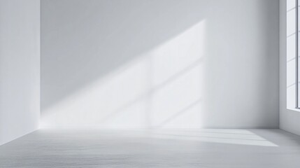 Sunlight streams into a minimalist white room with large window and corner.