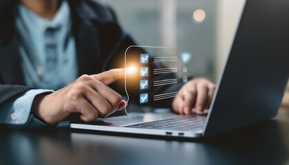 businessman typing on laptop
