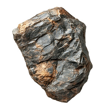 Top view of a hyperrealistic single enstatite rock in an irregular shape isolated on a white transparent background