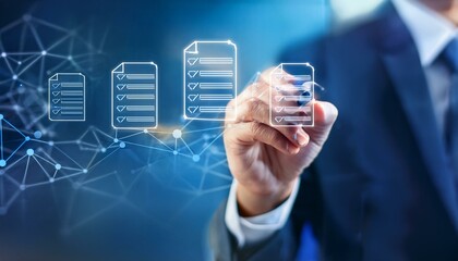 businessman hand touching screen