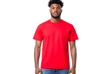 Fototapeta premium Red T-shirt product mockup, isolated on white background.