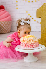 little girl with birthday cake	