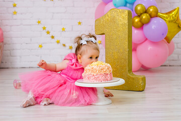 little girl with birthday cake	