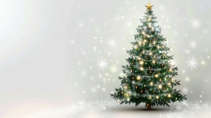 Obraz premium A sparkling Christmas tree with glittery snowflakes and twinkling fairy lights