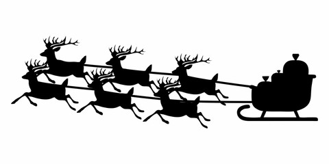 SILHOUETTE OF A REINDEER TRAIN AT CHRISTMAS