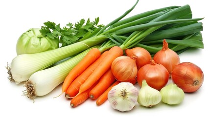 White Background with Garlic and Onion, Simple Ingredients Displayed, Ready to Add Flavor to Culinary Creations.