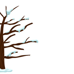 Isolated Snowy Dried Trees Stand Silently Against A White Square Background, Their Branches Adorned With Glistening Frost.