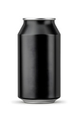 Aluminum black can mockup isolated on white background