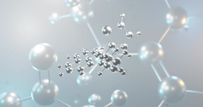 Duloxetine rotating 3d molecule, molecular structure of antidepressant, seamless video