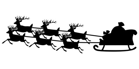 SILHOUETTE OF A REINDEER TRAIN AT CHRISTMAS