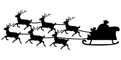 SILHOUETTE OF A REINDEER TRAIN AT CHRISTMAS