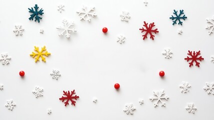 Tiny snowflakes on a pure white canvas.