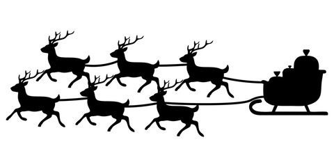 SILHOUETTE OF A REINDEER TRAIN AT CHRISTMAS