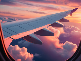 plane wing is flying over the clouds