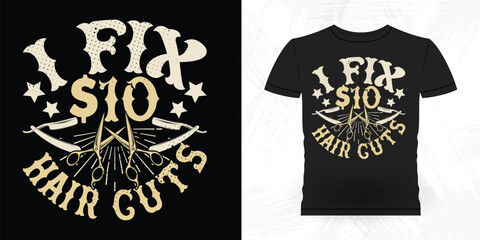 Funny Barbershop Retro Vintage Barber T-shirt Design