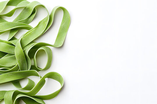 Tagliatelle green pasta with spinach isolated on white background - Powered by Adobe