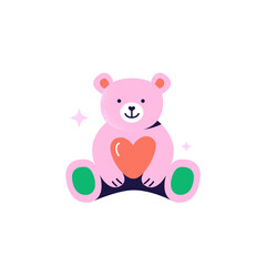 Teddy bear with heart. Kindness, charity, and volunteering work concept. Vector flat illustration isolated on a white background.