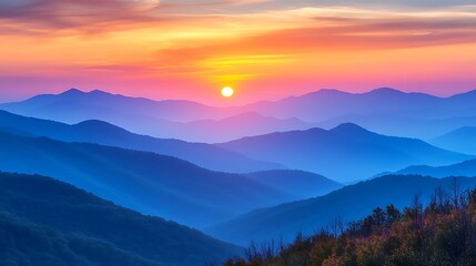 sunset in mountains