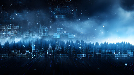 Cyber winter background, copy space for text
