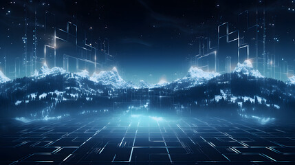 Obraz premium Cyber winter background, copy space for text