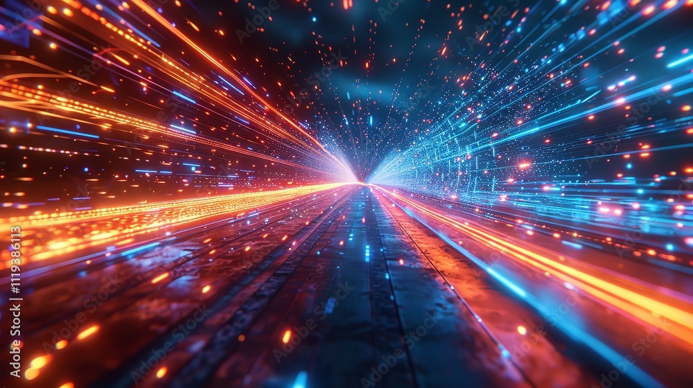 Poster data connection speed lines generative ai technology abstract background.