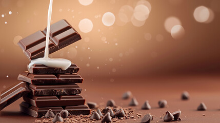 Melting Chocolate Splashing into Milk