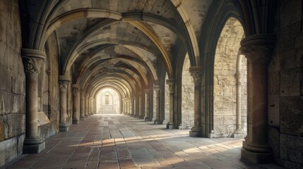 Fantasy medieval gallery in the castle.