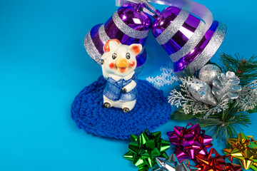 New Year backgrounds. Christmas ornaments and decorations. New Year symbols. Santa Claus. Snowman. Winter fairy tale backgrounds. Elegant holiday tree.