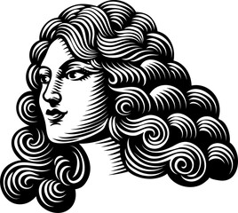 Woman Medieval Style Head Face Vintage Woodcut