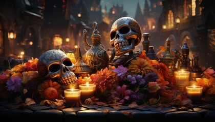 A vibrant Mexican Day of the Dead celebration