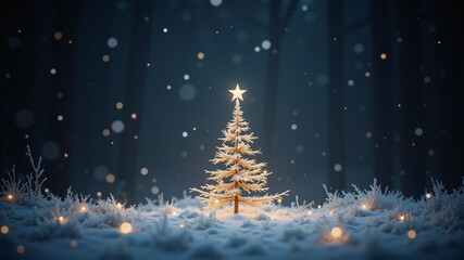 Obraz premium Christmas background, Christmas tree decorated with beautiful twinkling lights. AI generated.