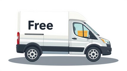Free Delivery Van Illustration: Perfect for Logistics, Shipping, and E-commerce Promotions