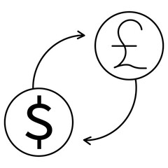 Currency Fluctuation, Understanding the Causes and Currency Fluctuation icon,  Impacts of Currency Fluctuations, Navigating Business Challenges in a Volatile Currency Market Icons