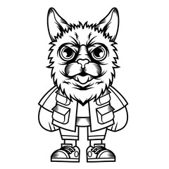 Mascot character design cartoon of a cat outline