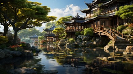 Naklejka premium A serene Zen garden in Japan