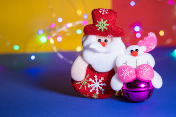 New Year's Holidays. New Year backgrounds. Christmas ornaments and decorations. New Year symbols. Santa Claus. Snowman. Winter fairy tale backgrounds.