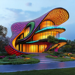 New modern home architecture with nature 