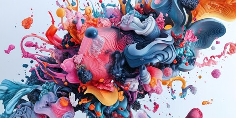 Obraz premium Abstract Colorful Paint Explosion Swirling Design