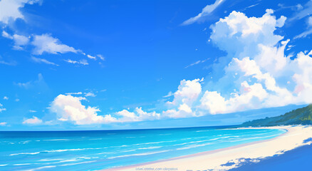 Fototapeta premium Beautiful seaside scenery illustration 