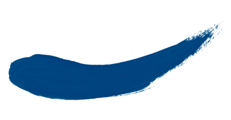 Isolated blue brush stroke on transparent background.
