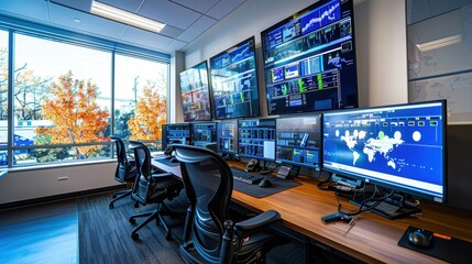A detailed image of a security operations center where analysts are monitoring network traffic for any signs of intrusion, demonstrating the constant vigilance required to defend against cyber attacks