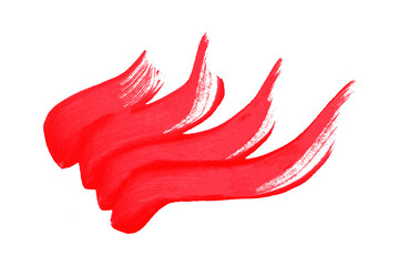 Red brush stroke isolated on transparent background.