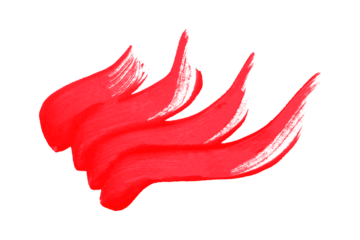 Red brush stroke isolated on transparent background.