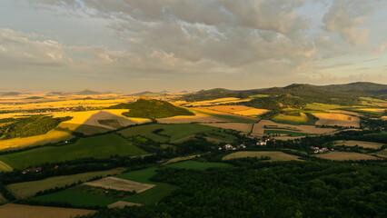View of the landscape of the Bohemian Central Highlands from Košťálov Castle, Czech Republic.